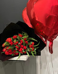 Red tulips + balloons
