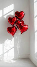 Red heart balloons set